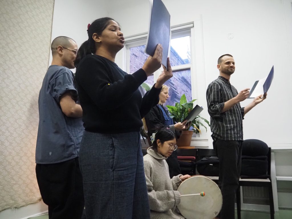 BZC Sangha Chanting Maka Hannya Haramitta Shin Gyo during the Rohatsu Ceremony, 2024 at Boundless Mind Temple